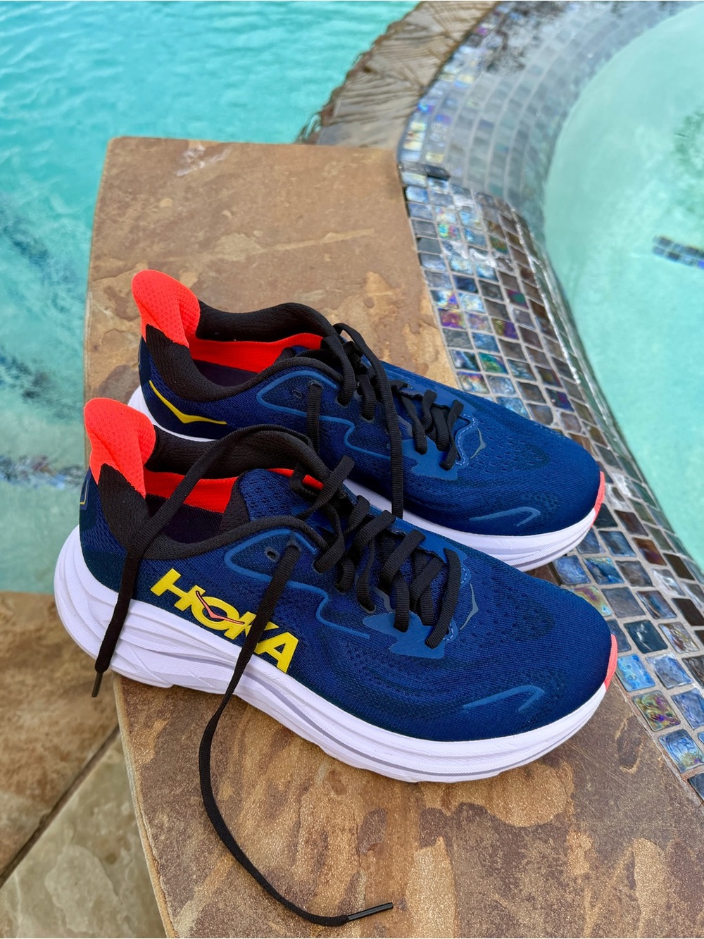 Hoka Women’s  Navy Blue and Red Athletic Sneakers